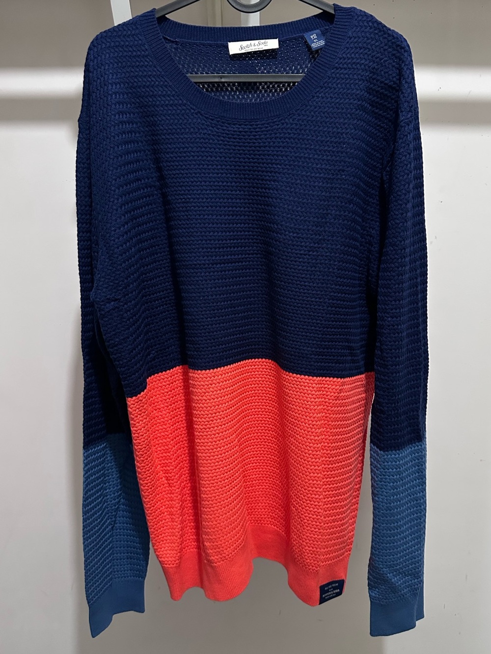 Scotch & Soda Navy, Coral & Light Blue Colorblock Crew Sweater
